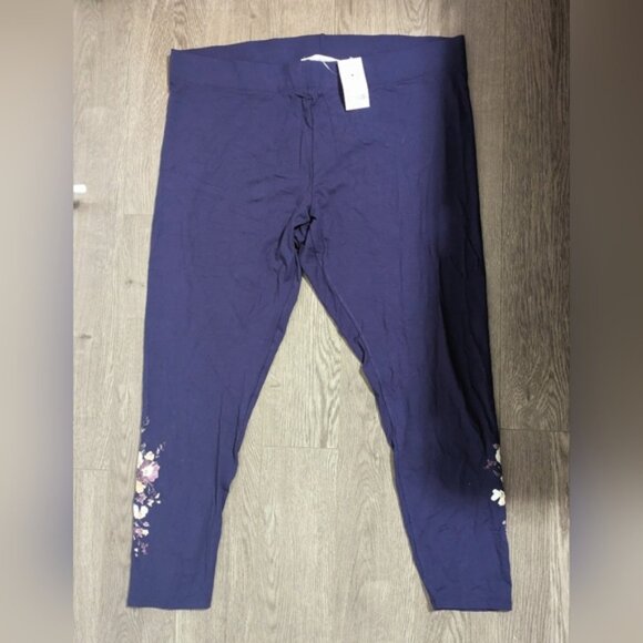 NWT Penningtons Floral Print Leggings in Dark Blue 2X - Picture 1 of 4